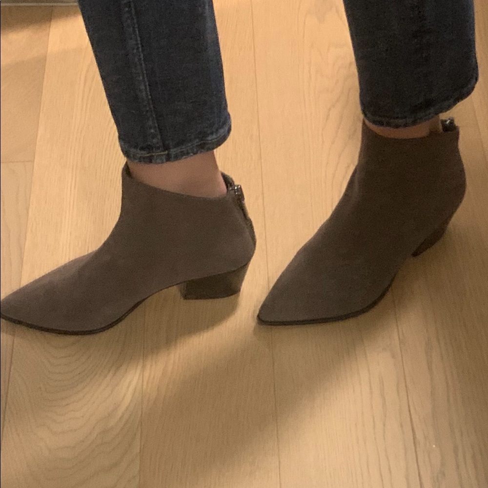 DKNY gray faux suede booties 7.5